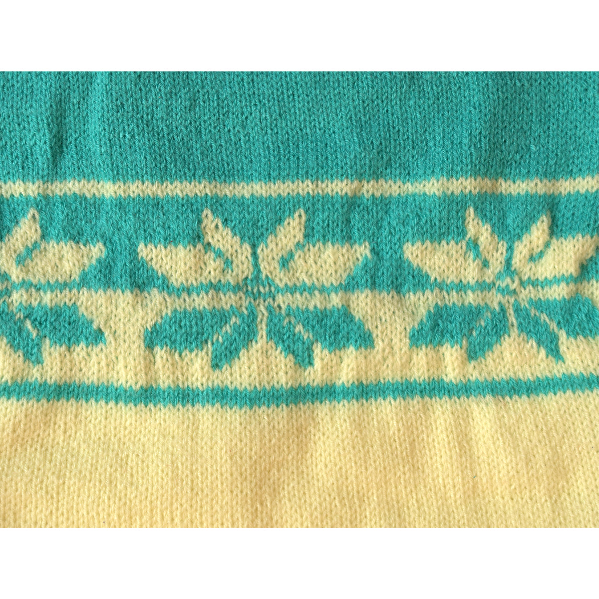 Hand-Knitted Cream & Teal Sweater for Kids (Size 4-5 Years)