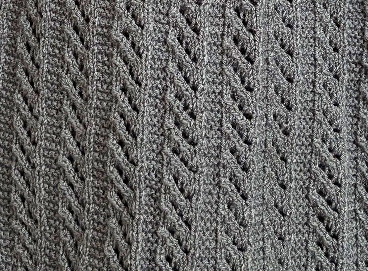 Grey Lace-Knit Button-Up Cardigan