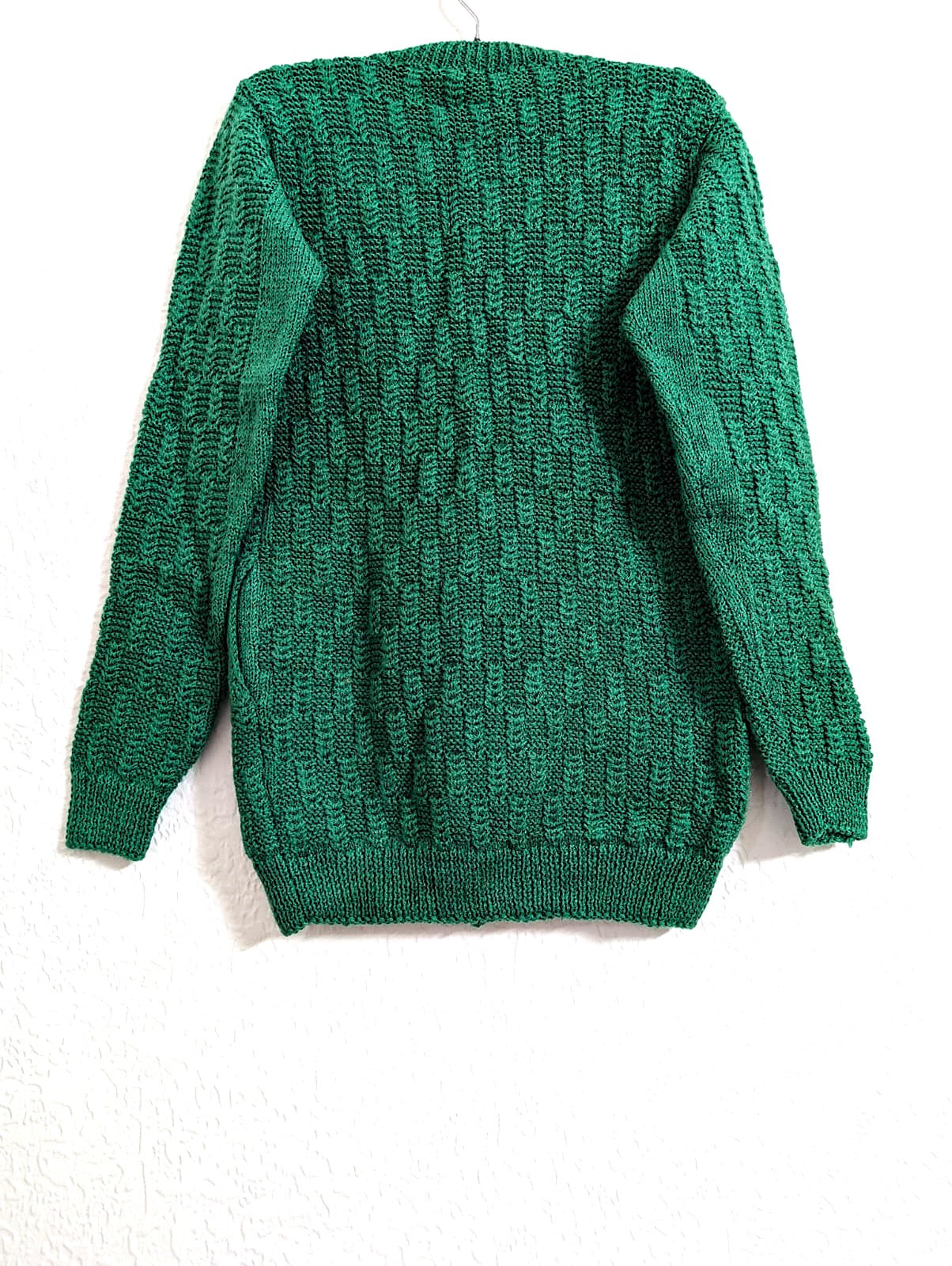 Forest Green Checkered Knit Cardigan