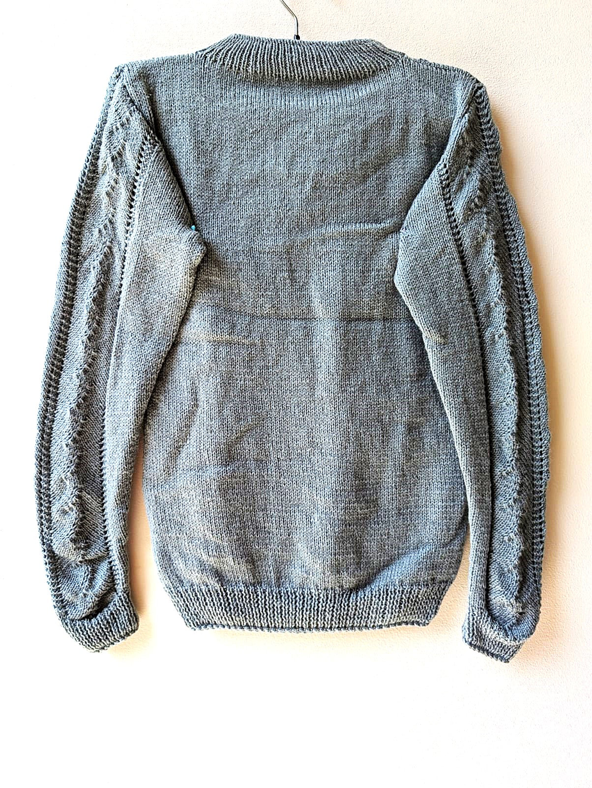 Light Gray Cable Knit Turtleneck Sweater