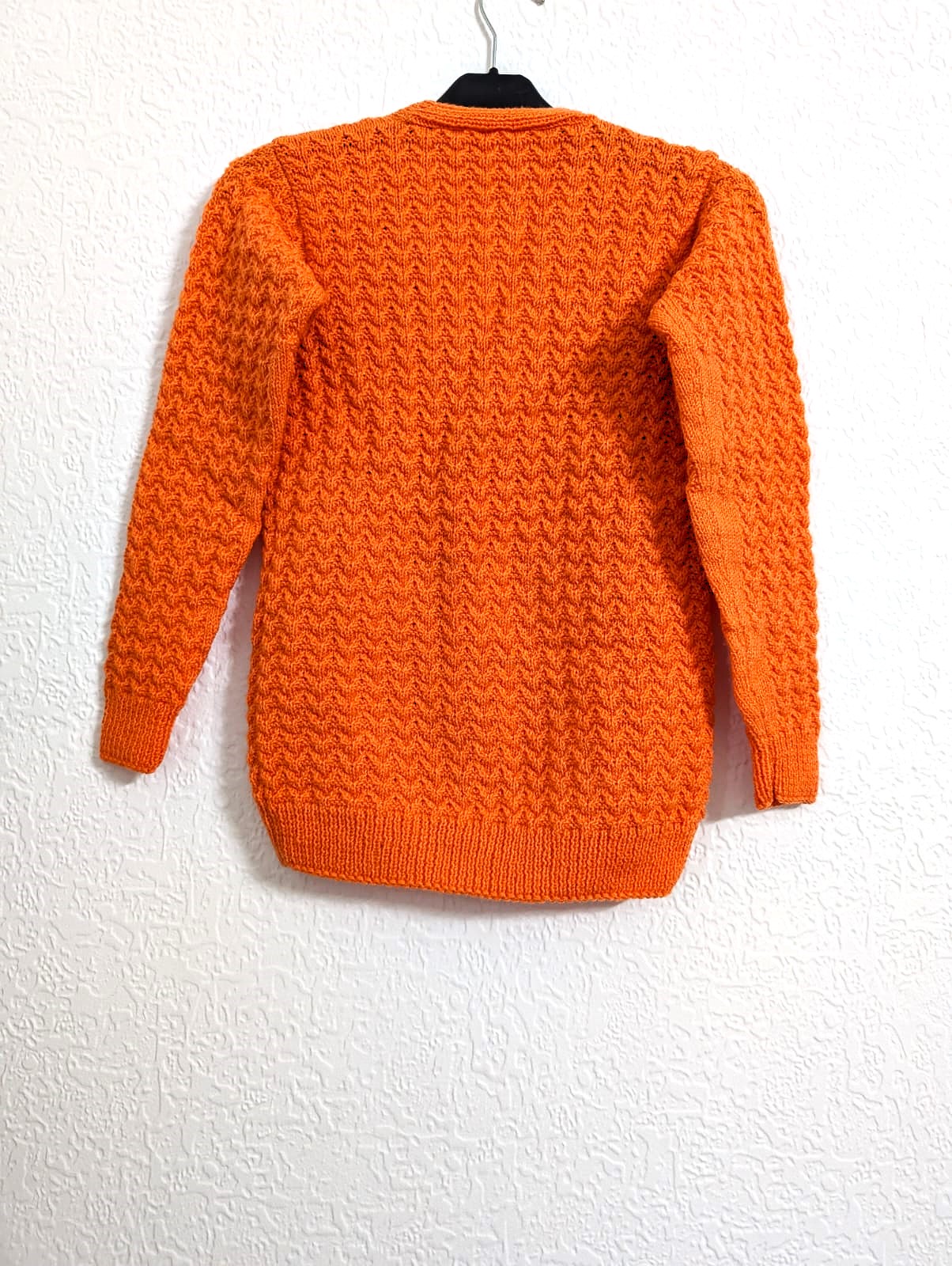 Bright Orange Zigzag Knit Cardigan