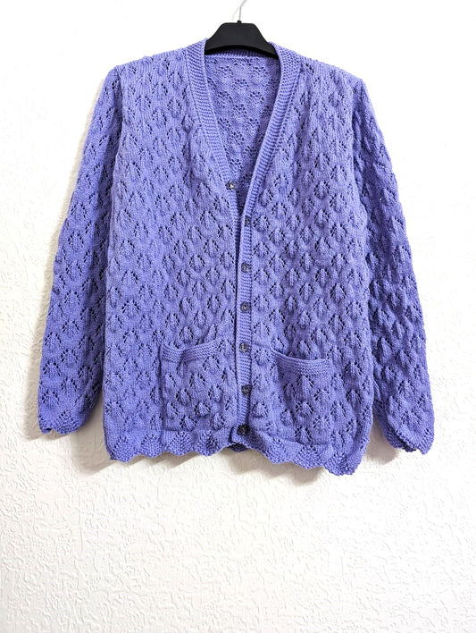 Lavender Diamond Lace-Knit Cardigan