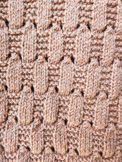 Elegant Mocha Basketweave Knit Cardigan