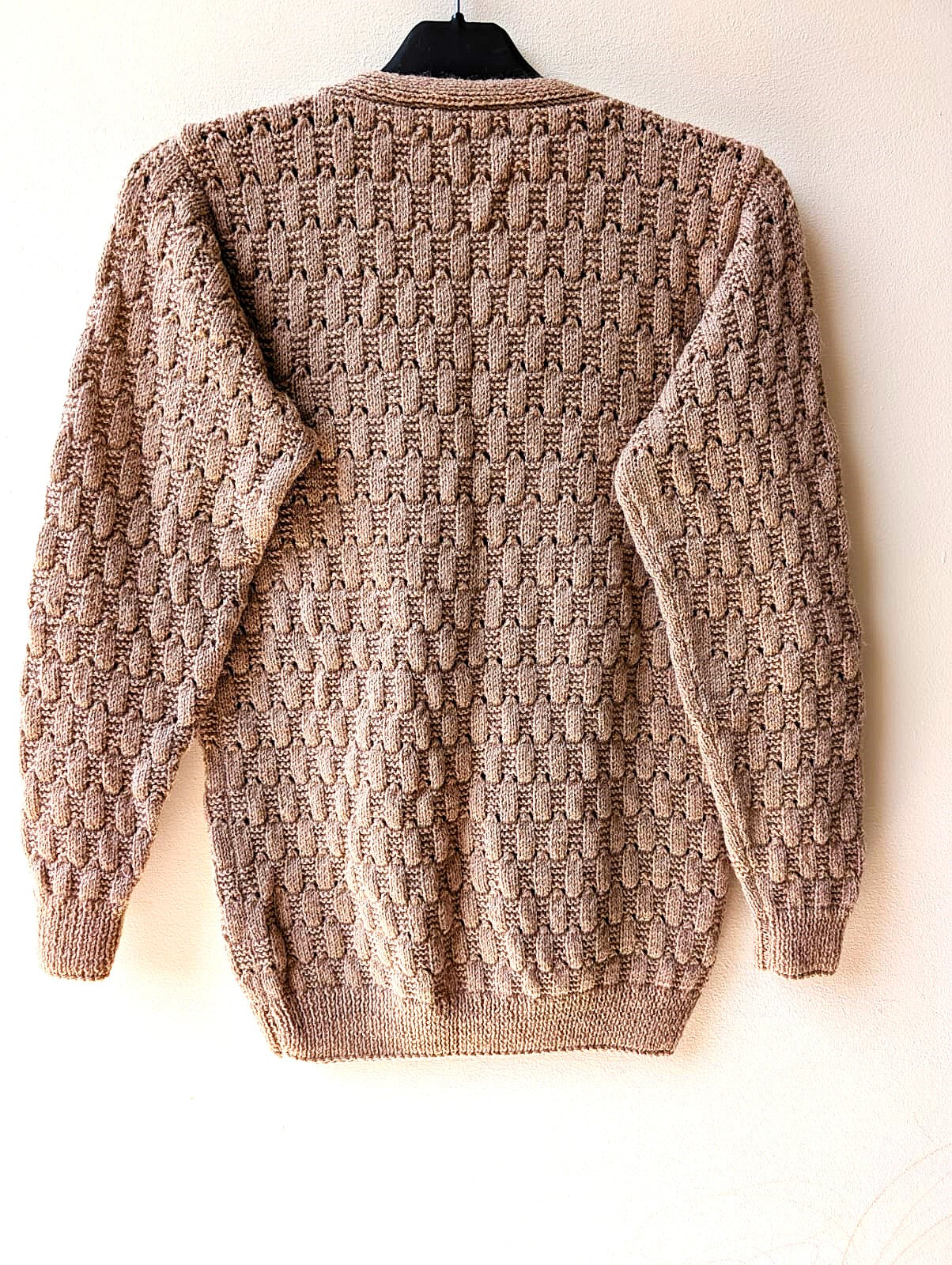 Elegant Mocha Basketweave Knit Cardigan