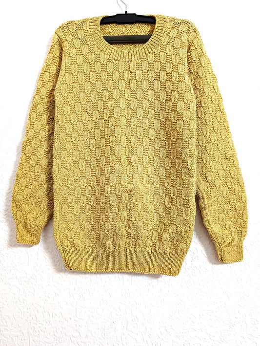 Vibrant Magnolia Yellow Basketweave Knit Sweater