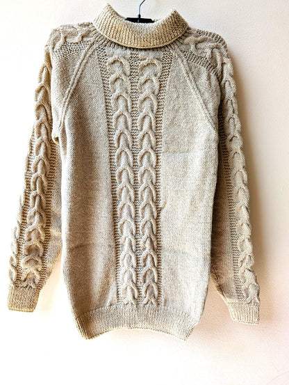 Cozy Taupe Cable Knit Turtleneck