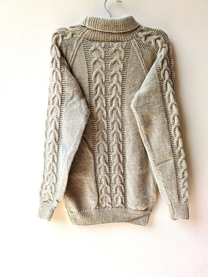 Cozy Taupe Cable Knit Turtleneck