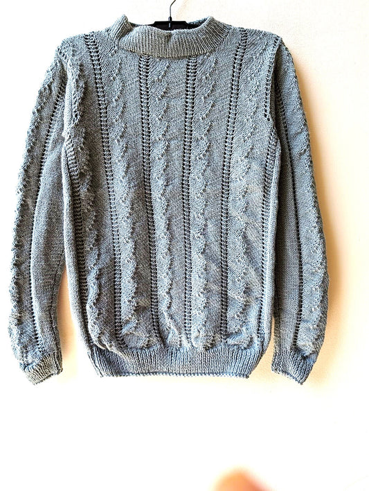 Light Gray Cable Knit Turtleneck Sweater