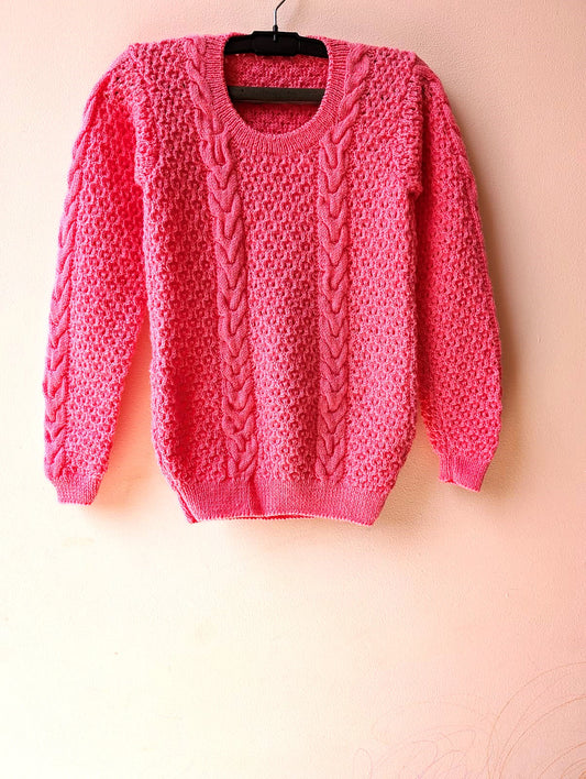 Vibrant Pink Cable Knit Sweater