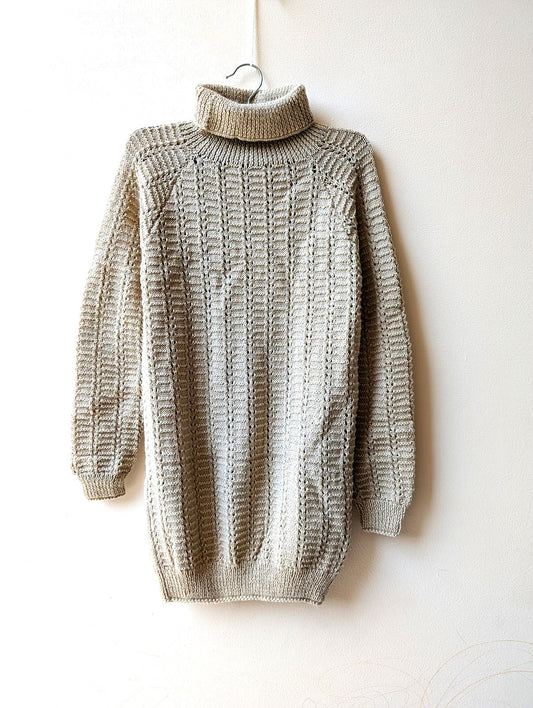 Light Beige Turtleneck Knit Sweater