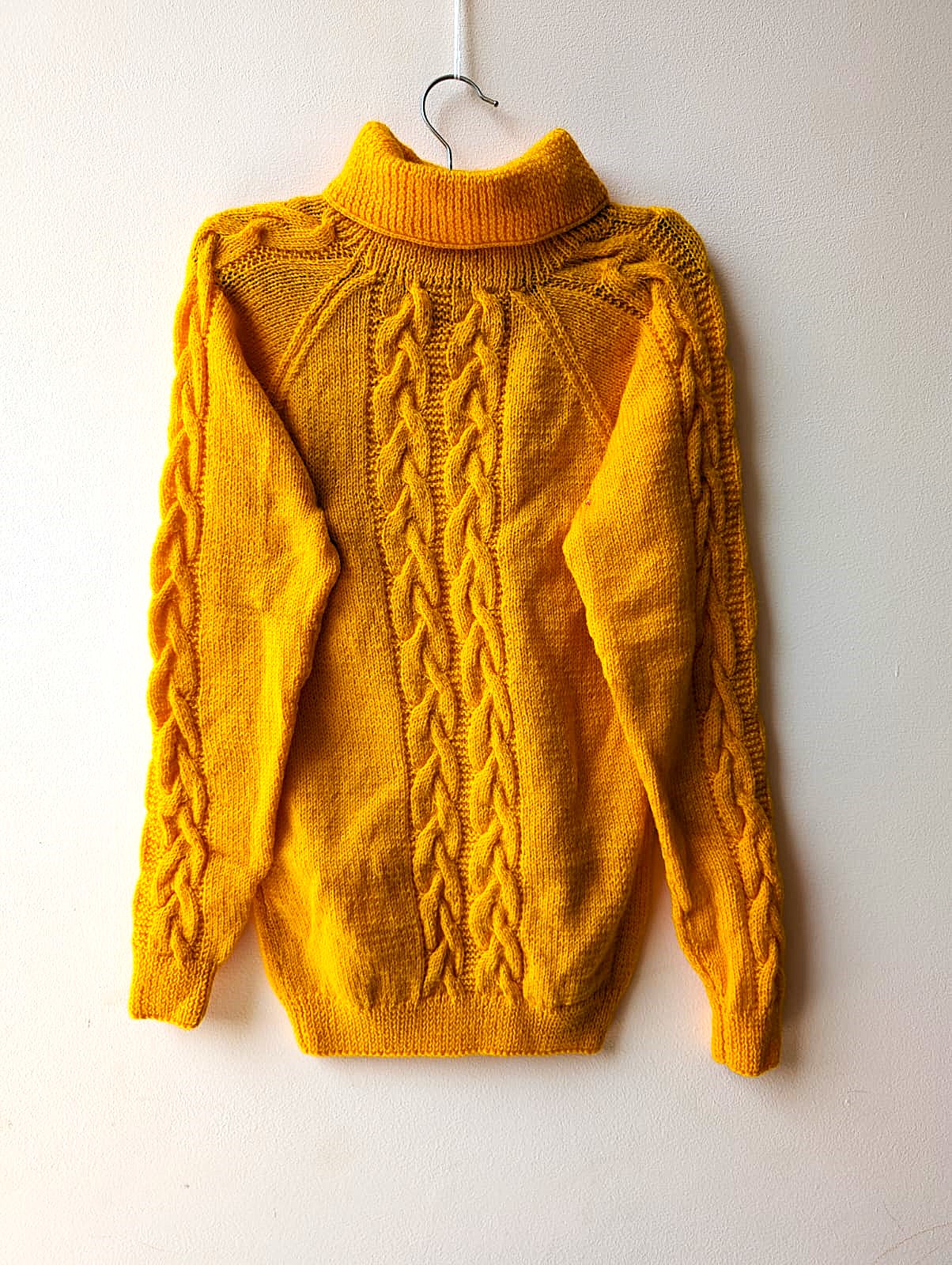 Golden Cable Knit Turtleneck Sweater